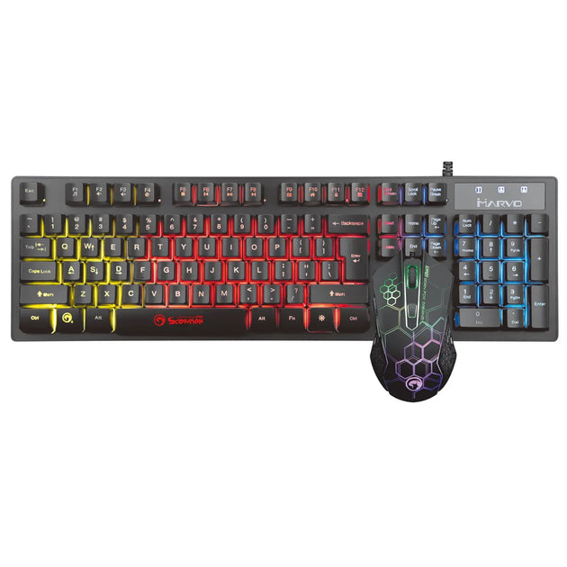 Marvo Scorpion KM409 Gaming Keyboard and Mouse Bundle | LED Backlit, Compact Design - Hardware Hunt