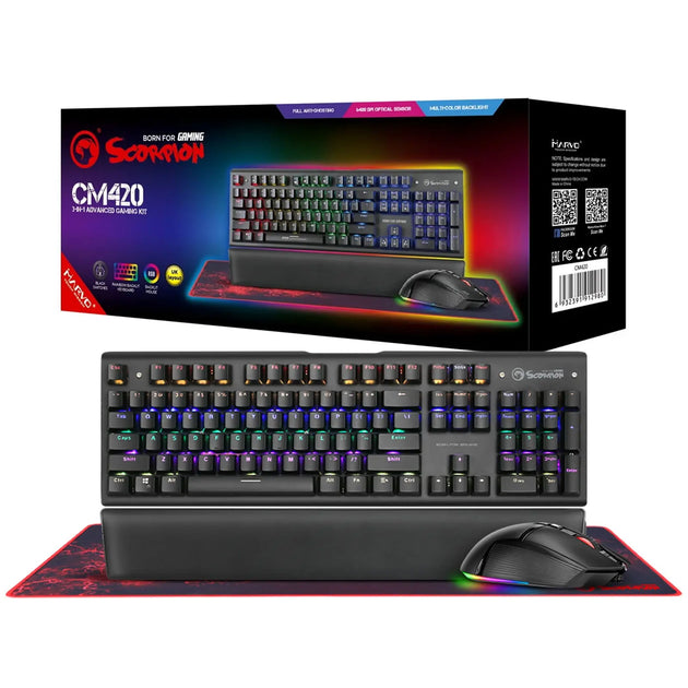 Marvo Scorpion CM420-UK 3-in-1 Gaming Bundle | Keyboard, Mouse, & Mouse Pad - Hardware Hunt