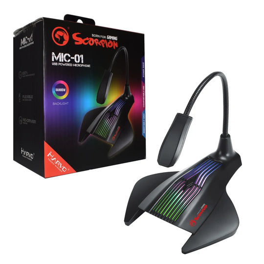 Marvo Scorpion MIC-01 RGB Gaming Microphone | USB Powered with Rainbow Lighting - Hardware Hunt