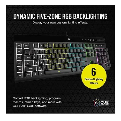 Corsair K55 RGB PRO Membrane Gaming Keyboard, USB, 5-Zone RGB, 12-Key Rollover, Anti-Ghosting, 6 Macros, IP42 - Hardware Hunt