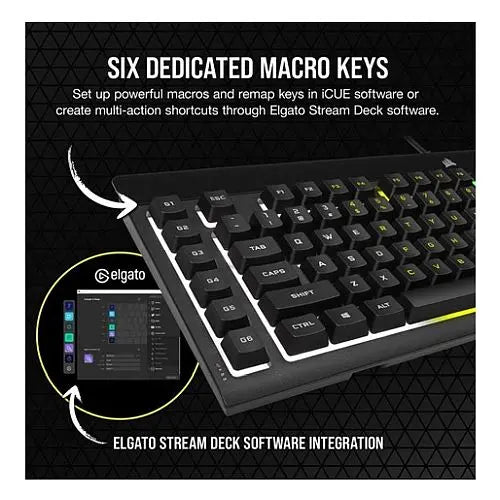 Corsair K55 RGB PRO Membrane Gaming Keyboard, USB, 5-Zone RGB, 12-Key Rollover, Anti-Ghosting, 6 Macros, IP42 - Hardware Hunt